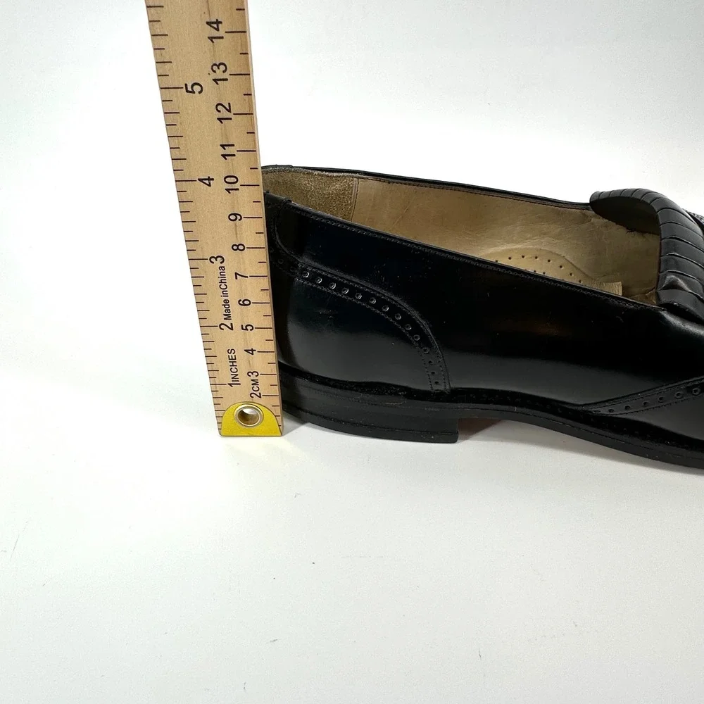 Johnston & Murphy Mens Black Leather Wingtip Tassel Kiltie Loafers 10 B
